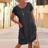 Short Sleeve Pocket Midi Dress
