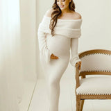 Women's Off Shoulder Long Sleeve Maternity Dress