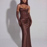 Strapless Satin Maxi Dress