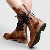 Studded Lace-Up Mid-Calf Boots