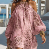 Bohemian Cold-Shoulder Mini Dress