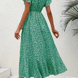 Floral Asymmetrical V-Neck Dress