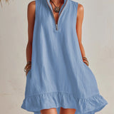 Vibrant Half-Zip Mini Dress