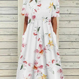 Floral Short Sleeve Midi Dress