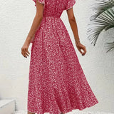 Floral Asymmetrical V-Neck Dress