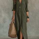 Button-Front Maxi Dress