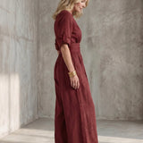 Cross-Front Wide-Leg Jumpsuit