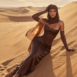 Strapless Satin Maxi Dress
