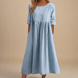 Mid-Sleeve Midi Dress