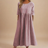 Mid-Sleeve Midi Dress