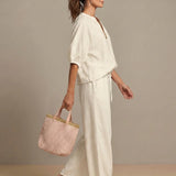 Zip-Front Wide-Leg Set