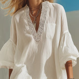 Bohemian V-Neck Tassel Mini Dress