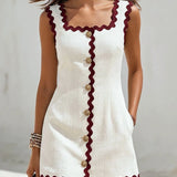 Square Neck Scalloped Mini