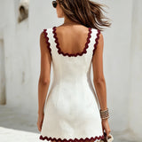Square Neck Scalloped Mini