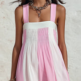 Square Neck Striped Chiffon Maxi