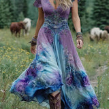 Floral Gradient V-Neck Maxi Dress