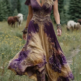 Floral Gradient V-Neck Maxi Dress
