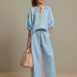 Zip-Front Wide-Leg Set