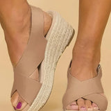 Cross Strap Espadrille Wedge Sandals