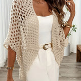 Open-Front Crochet Knit Cardigan