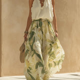 Ruffled Top And Lily Print Pants Set