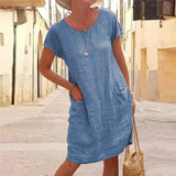 Short Sleeve Pocket Midi Dress