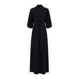 Gold Button Turtleneck Maxi Dress