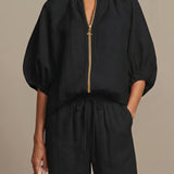 Zip-Front Wide-Leg Set
