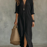 Button-Front Maxi Dress