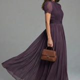 Keyhole Gathered Maxi Dress