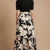 Short Sleeve Bow-Tie Maxi Dress
