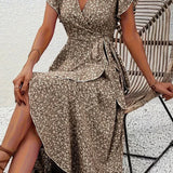 Floral Asymmetrical V-Neck Dress