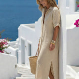 Button-Front Midi Dress