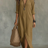 Button-Front Maxi Dress