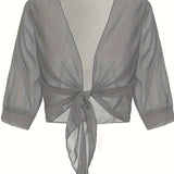 Sheer Tie-Front Cardigan