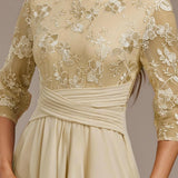 Floral Lace Chiffon Midi Dress