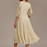 Floral Lace Chiffon Midi Dress