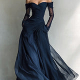 Off-Shoulder Chiffon Maxi
