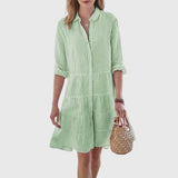A-Line Striped Button-Down Dress