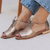 Metallic Leather Open-Toe Sandals
