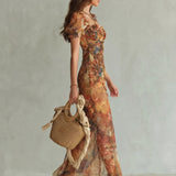 Ruched Slit Midi Dress