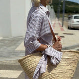 Striped Midi Shirt-Dress