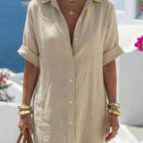 Button-Front Midi Dress