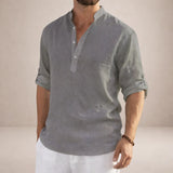 Men's Stand Collar Long Sleeve Shirt