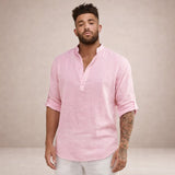 Men's Stand Collar Long Sleeve Shirt