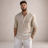 Men's Stand Collar Long Sleeve Shirt