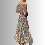 Off-Shoulder Chiffon Maxi Dress
