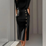 Structured Round Neck Midi Dress