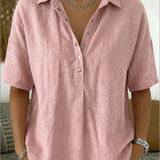 Short-Sleeve Collared Blouse
