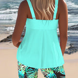 Tummy Control Printed Tankini Set